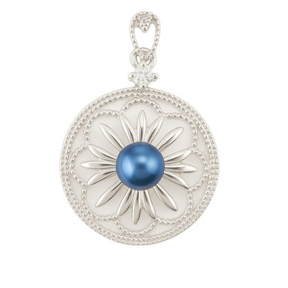 DIY Mount Pendant - 925 Sterling Silver Mother of Pearl Medallion Pendant