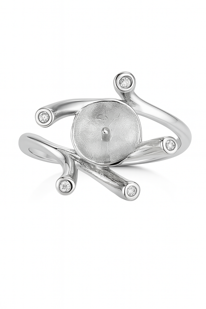 DIY Mount Adjustable Ring - 925 Sterling Silver Starburst Halo Edison Ring