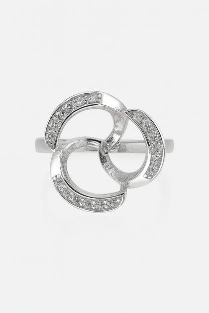 Anillo Ajustable de Montura .925 Corazón de Diamantes de Imitación