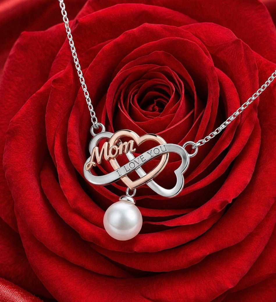 DIY Mount Pendant w/chain attached .925 Mom Infinity Heart I Love You