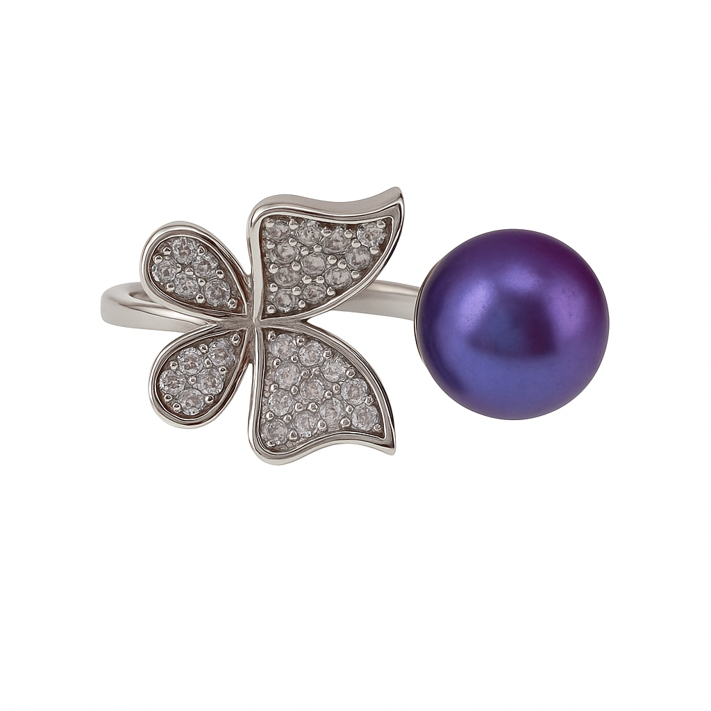 DIY Mount Adjustable Ring - 925 Sterling Silver Rhinestone Butterfly