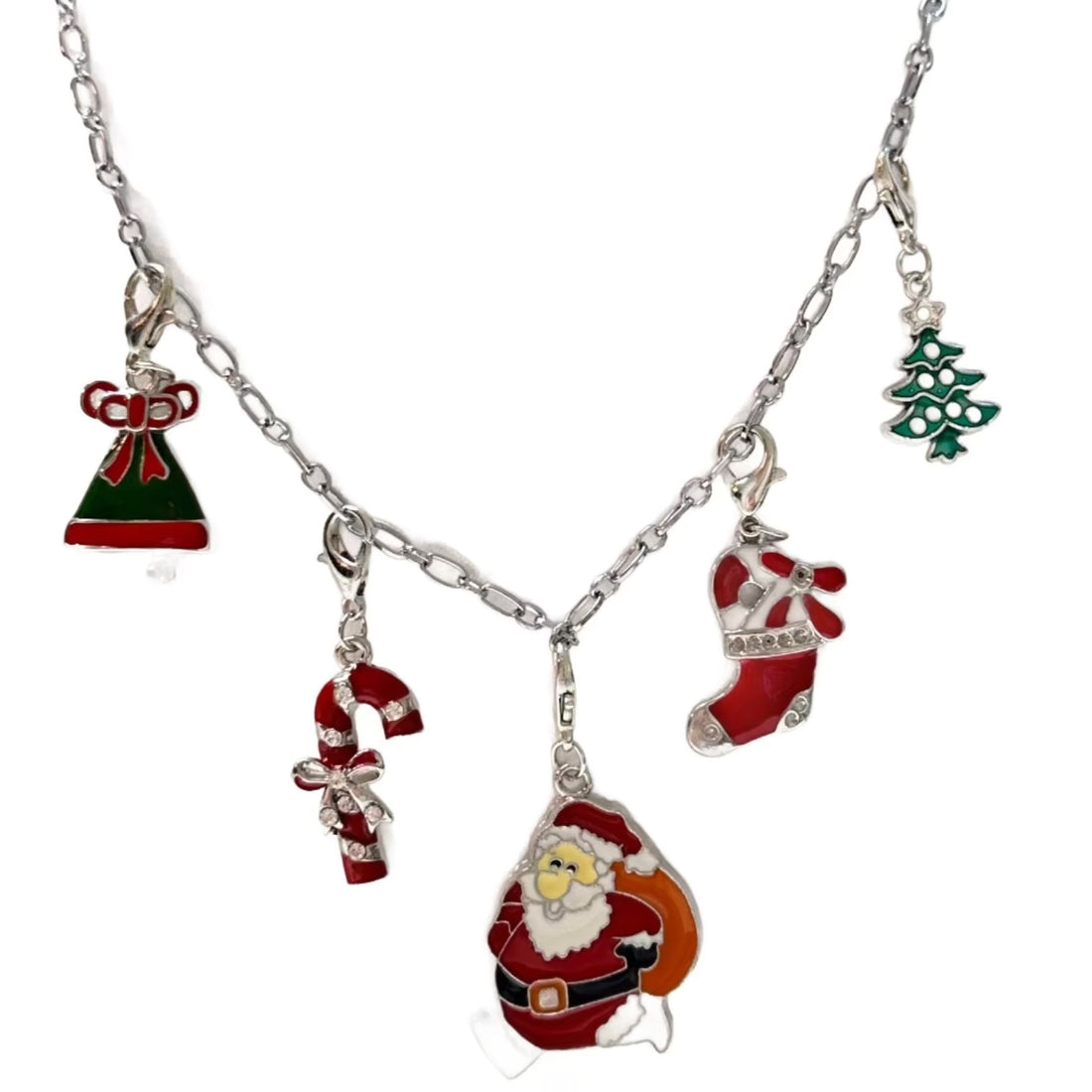 Necklace - Christmas Charm Dangle Silver Plated