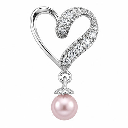 DIY Mount Pendant - 925 Sterling Silver Half Rhinestone Heart&