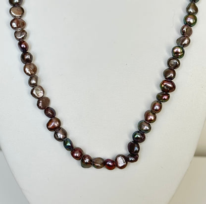 Bronze Peacock Pearl Baroque Style Necklace 20&quot;-21&quot;