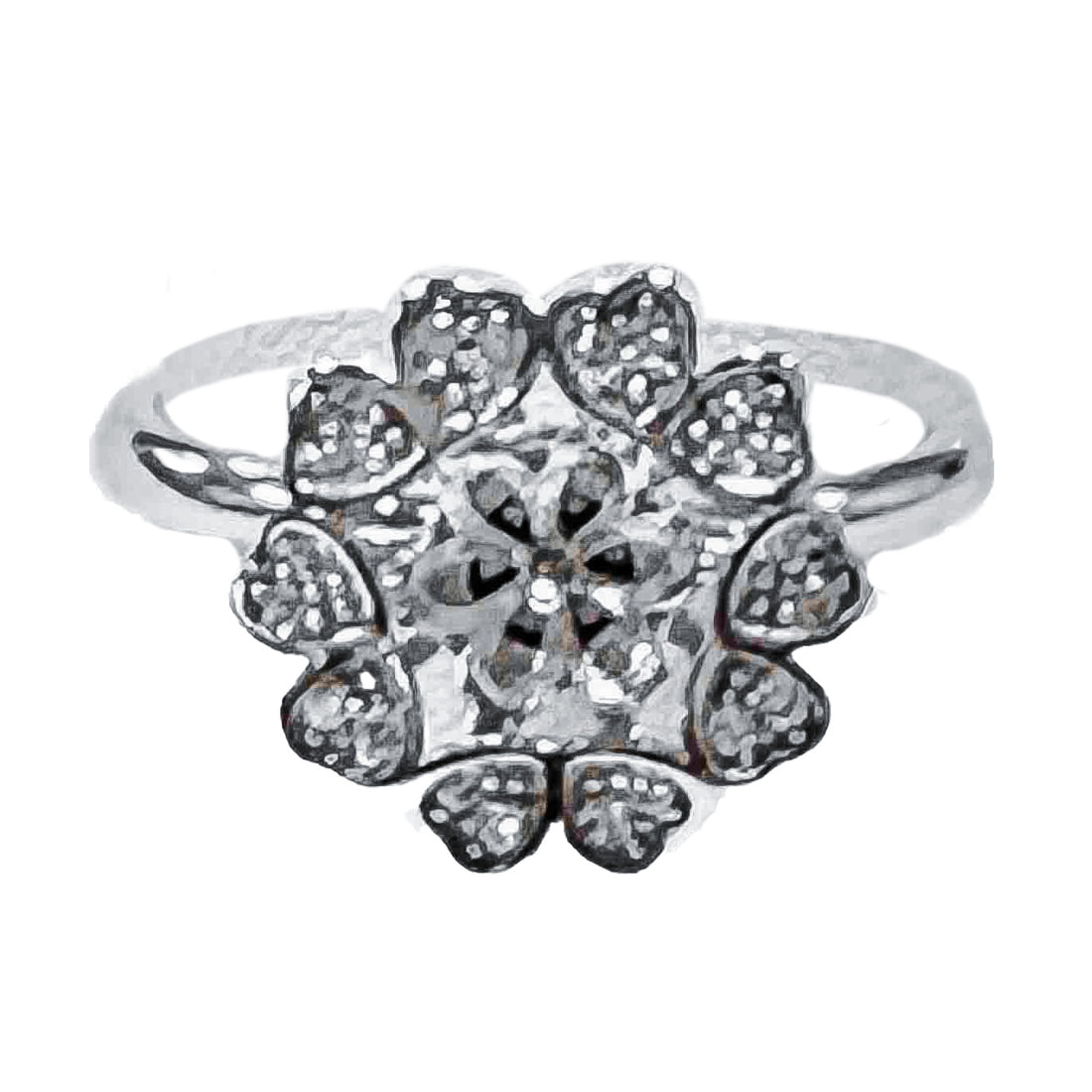 DIY Mount Adjustable Ring - 925 Sterling Silver Heart Halo Spinner