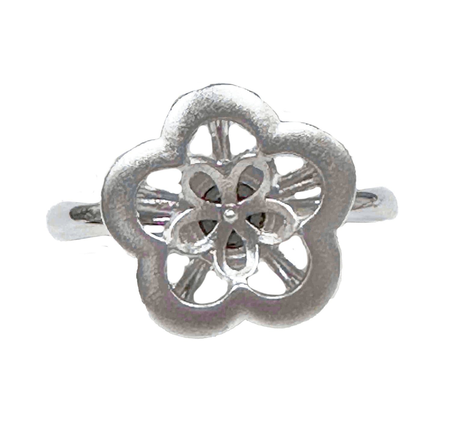Flower Spinner Mount Adjustable Ring .925 Sterling Silver