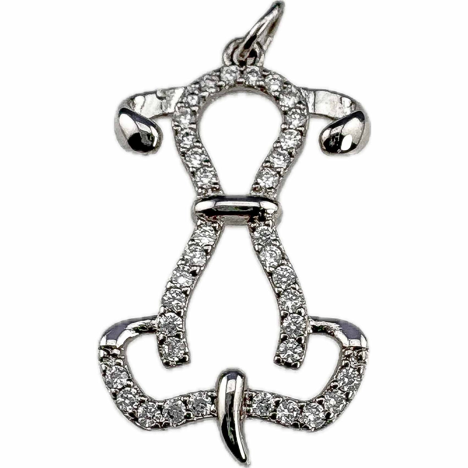 Dog Rhinestone Pendant .925 Sterling Silver