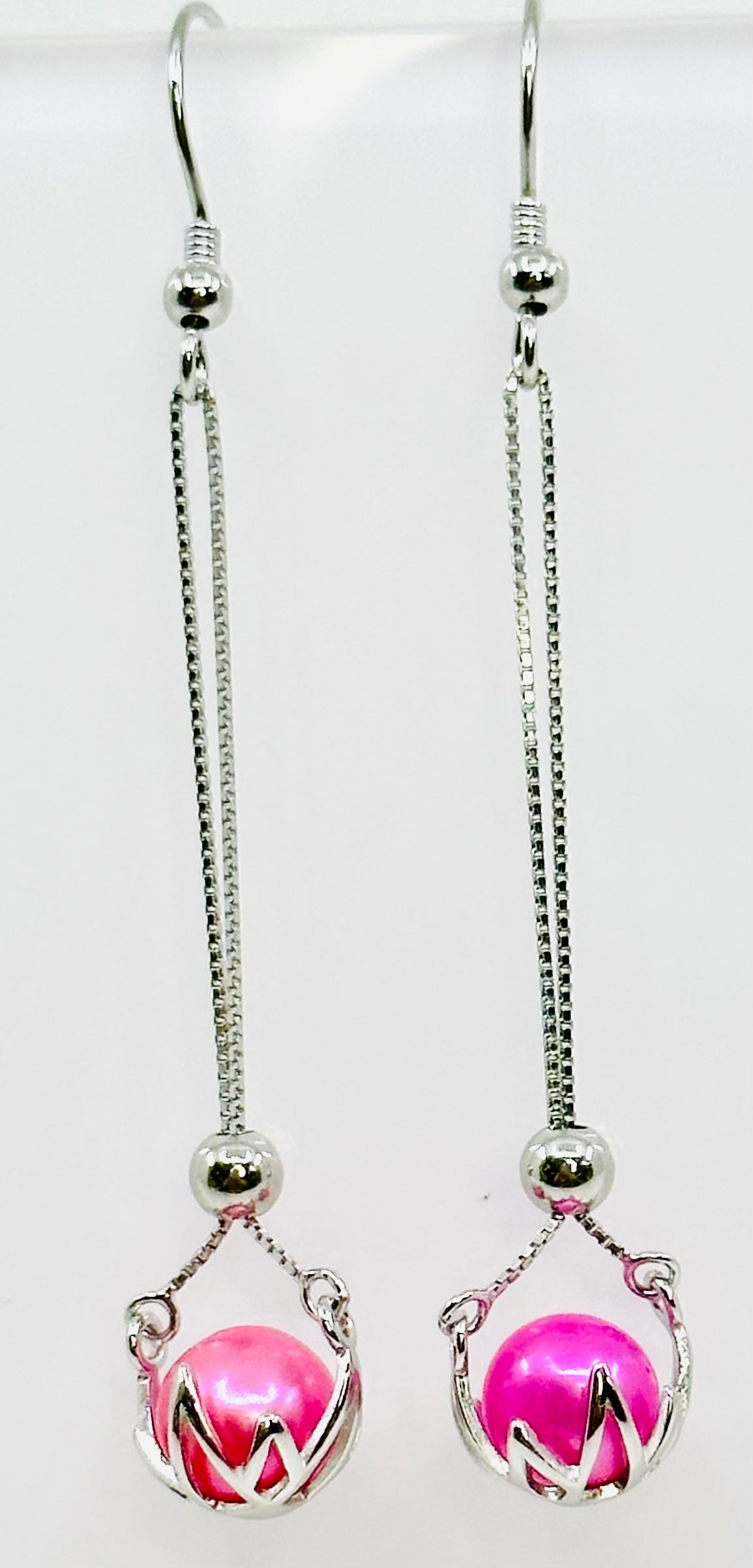 Basket Cage Fish Hook Earrings .925 Sterling Silver