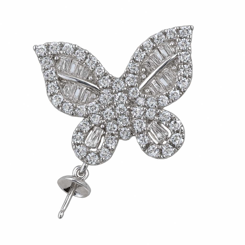 DIY Mount Pendant - 925 Sterling Silver Rhinestone Butterfly