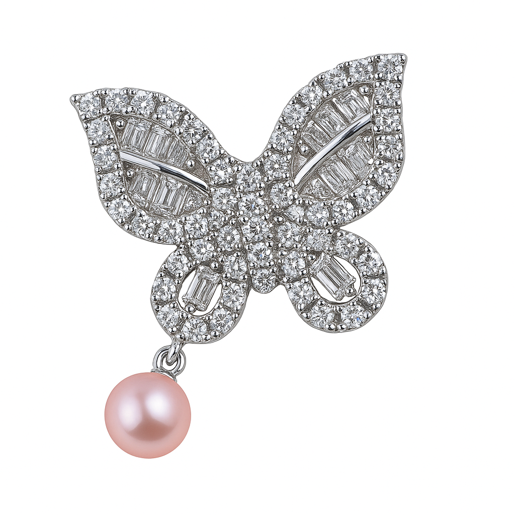 DIY Mount Pendant - 925 Sterling Silver Rhinestone Butterfly