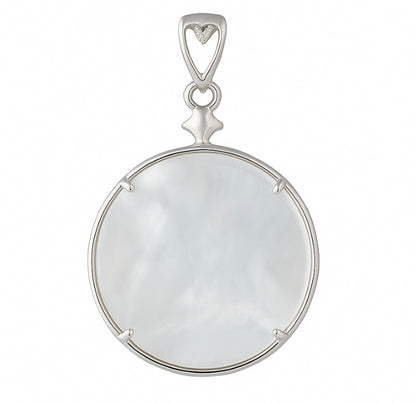DIY Mount Pendant - 925 Sterling Silver Mother of Pearl Medallion Pendant
