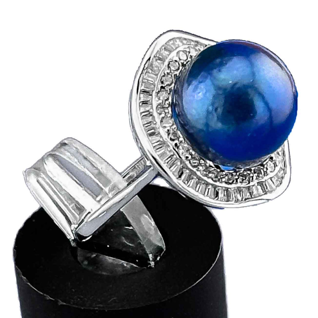 DIY Mount Adjustable Ring - 925 Sterling Silver Edison Beignet Rhinestones Halo