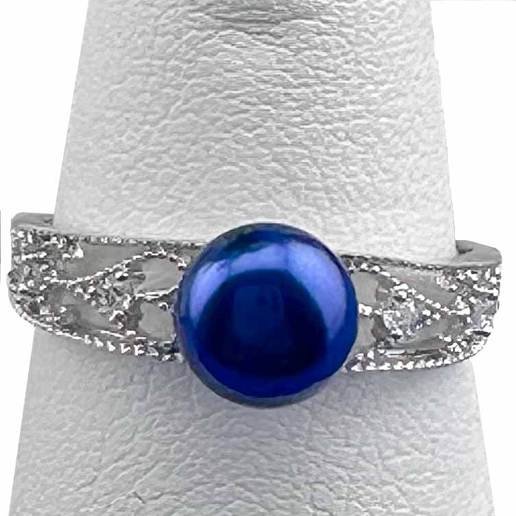 Anillo Ajustable Montura Plata .925 Doble Perla Strass