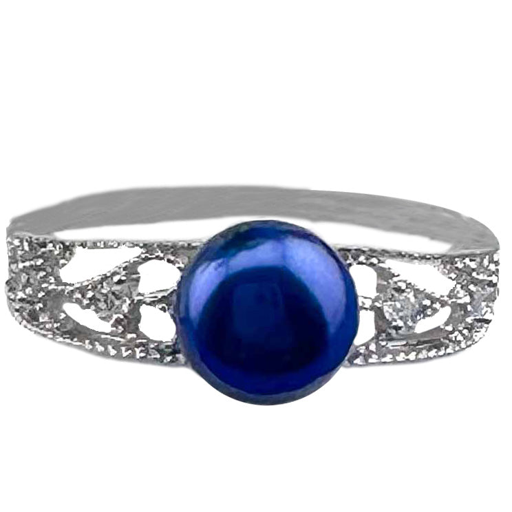 Anillo Ajustable Montura Plata .925 Doble Perla Strass