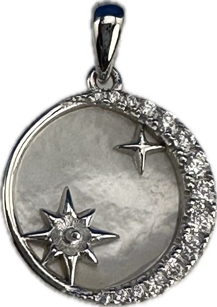 DIY Mount Pendant - 925 Sterling Silver Celestial Moon w/star