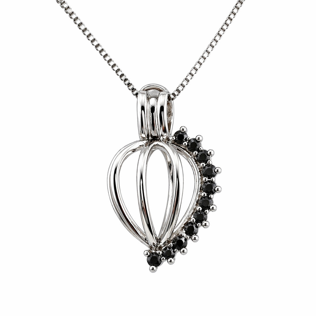 Cage Pendant Silver Plated - Rhinestone Tear Drop Pendant 4 colors
