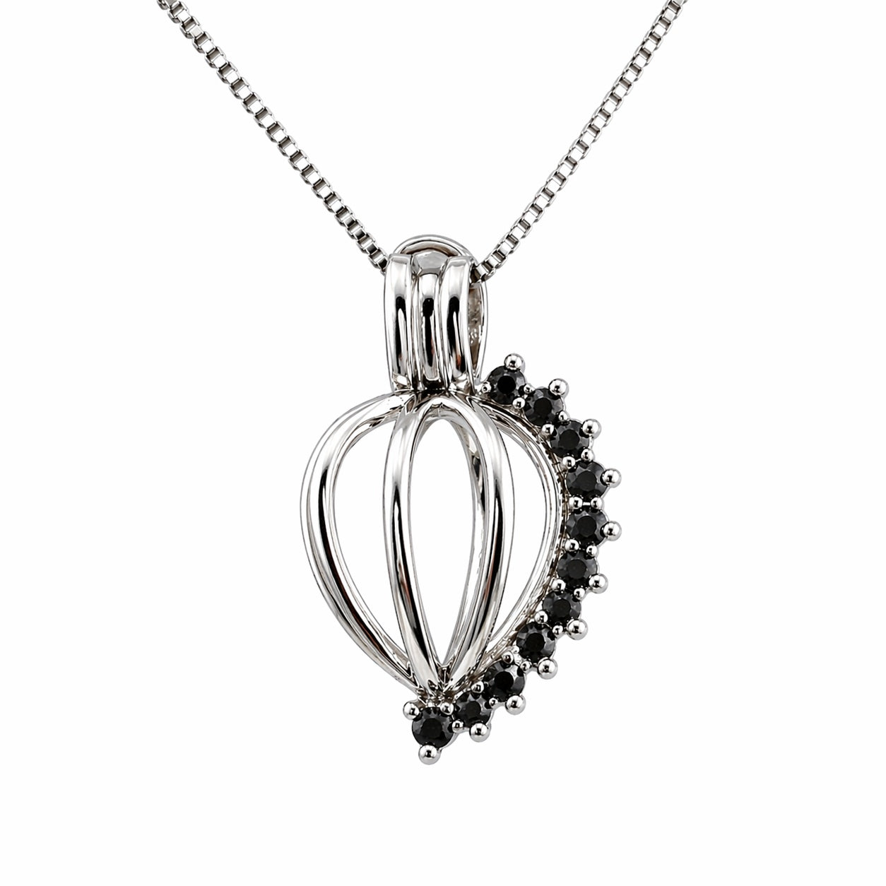 Cage Pendant Silver Plated - Rhinestone Tear Drop Pendant 4 colors