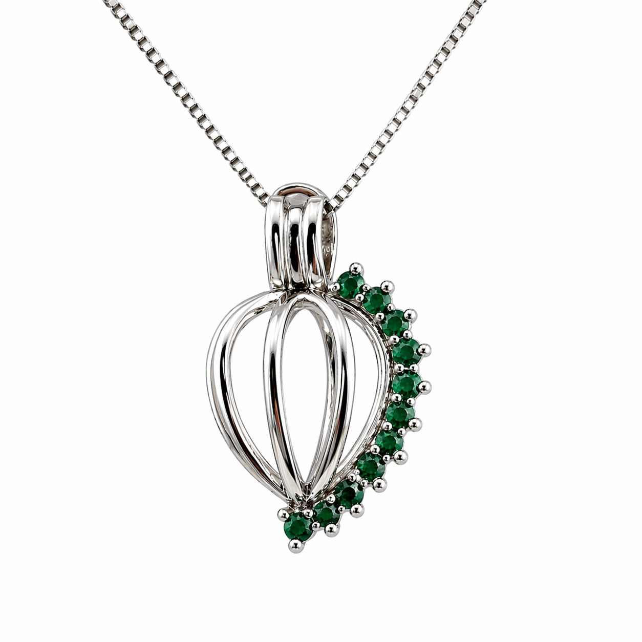 Cage Pendant Silver Plated - Rhinestone Tear Drop Pendant 4 colors