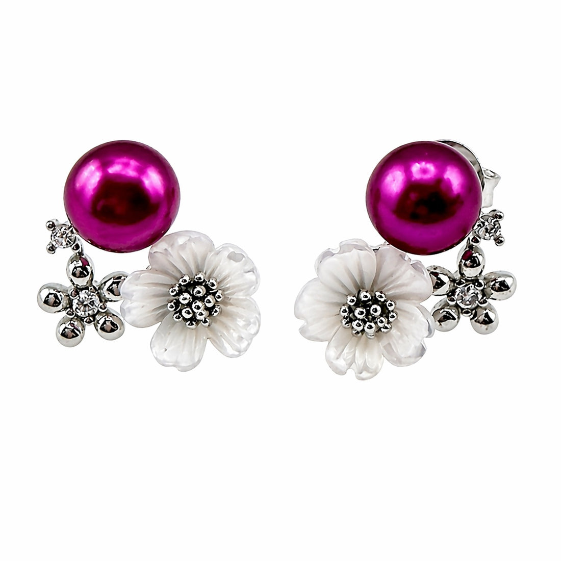 Aretes de Montura .925 Plata de Ley Abanico Strass