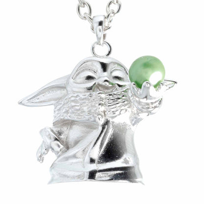 DIY Mount Pendant - 925 Sterling Silver Baby Yoda Rhodium Coated (12 Grams Silver Approx)