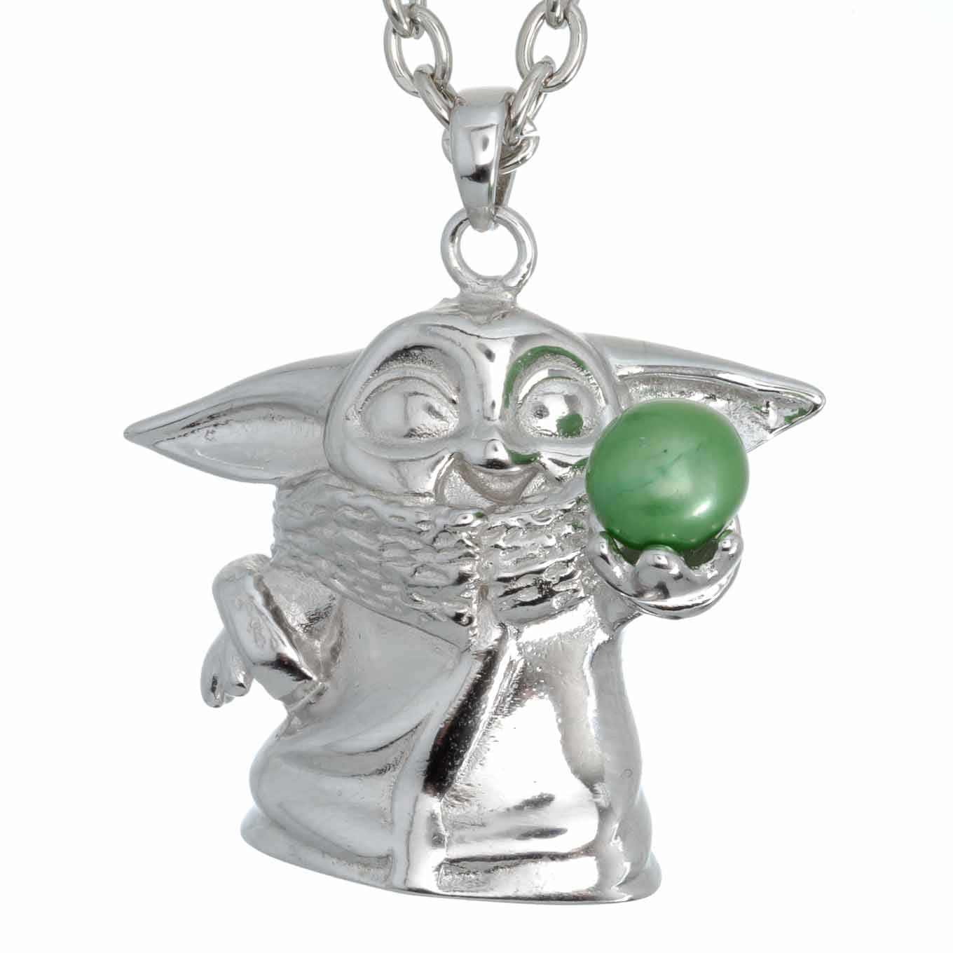 Disney Baby Yoda Grogu Montura de plata de ley 925 con revestimiento protector de rodio (aprox. 12 gramos de plata)