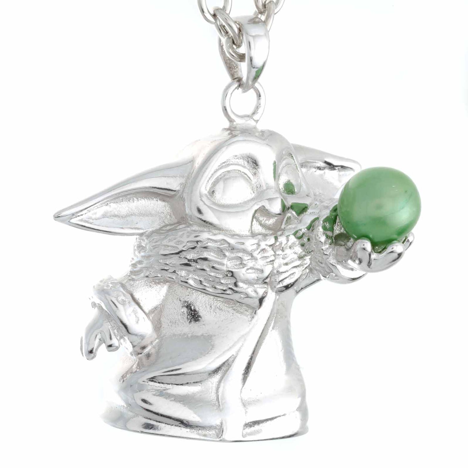 DIY Mount Pendant - 925 Sterling Silver Baby Yoda Rhodium Coated (12 Grams Silver Approx)