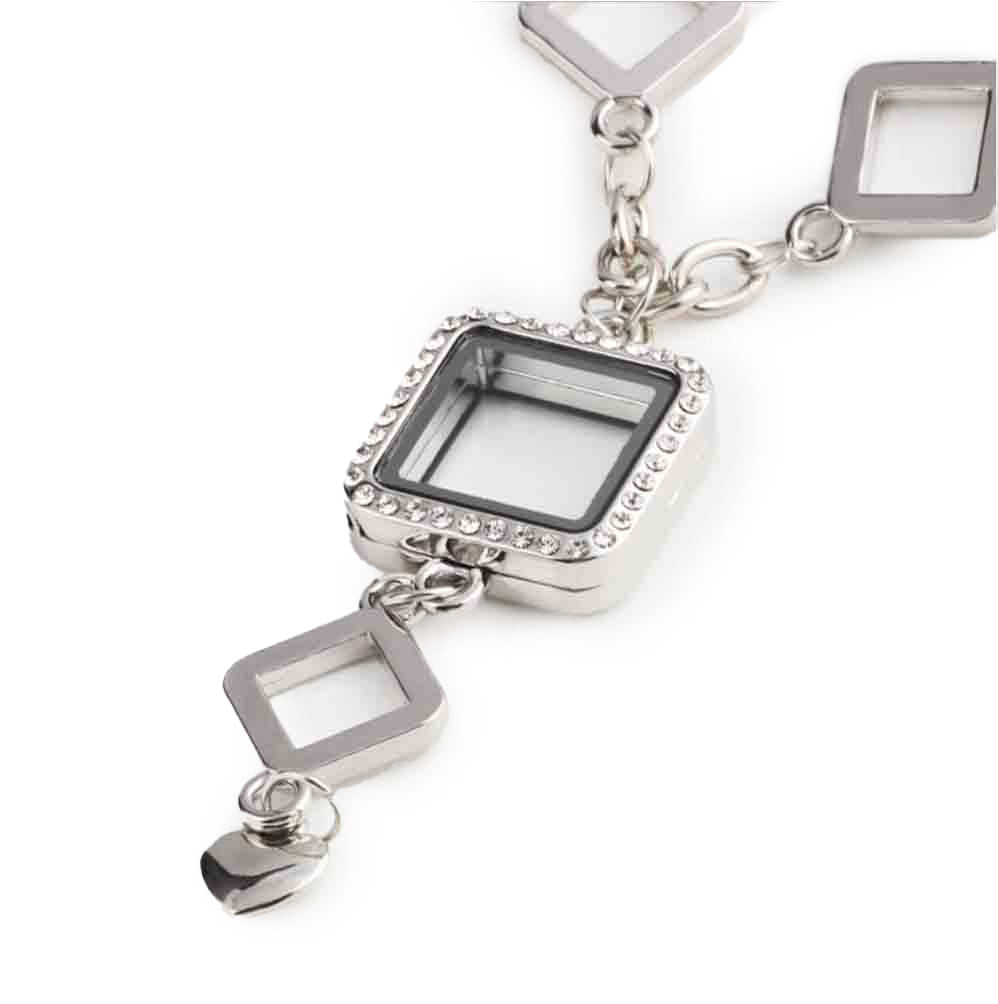 Glass Locket Pendant Magnetic - Square