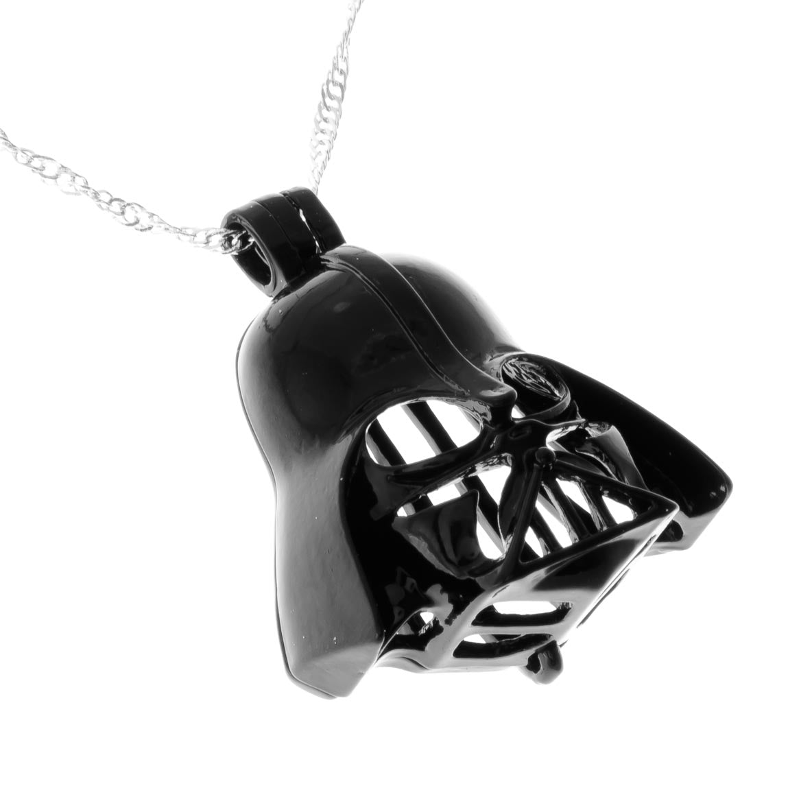 Colgante de jaula chapado en plata de Darth Vader negro