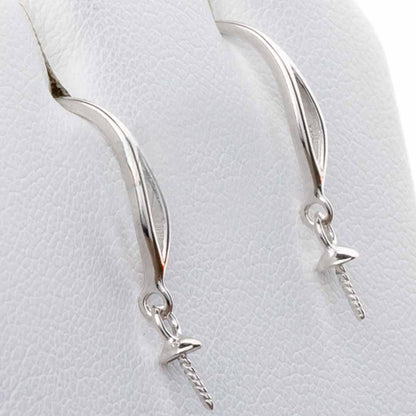 DIY Mount Earrings - 925 Sterling Silver Oblong Center Split Design