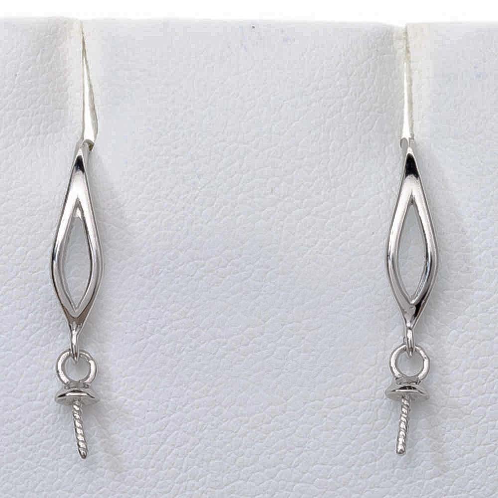 DIY Mount Earrings - 925 Sterling Silver Oblong Center Split Design