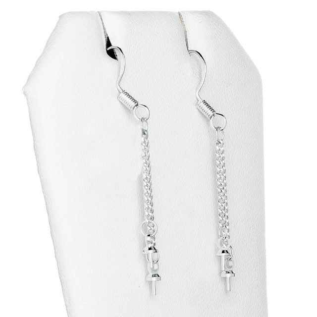 DIY Mount Earrings - 925 Sterling Silver Double Pearl Chain (2 Pack)