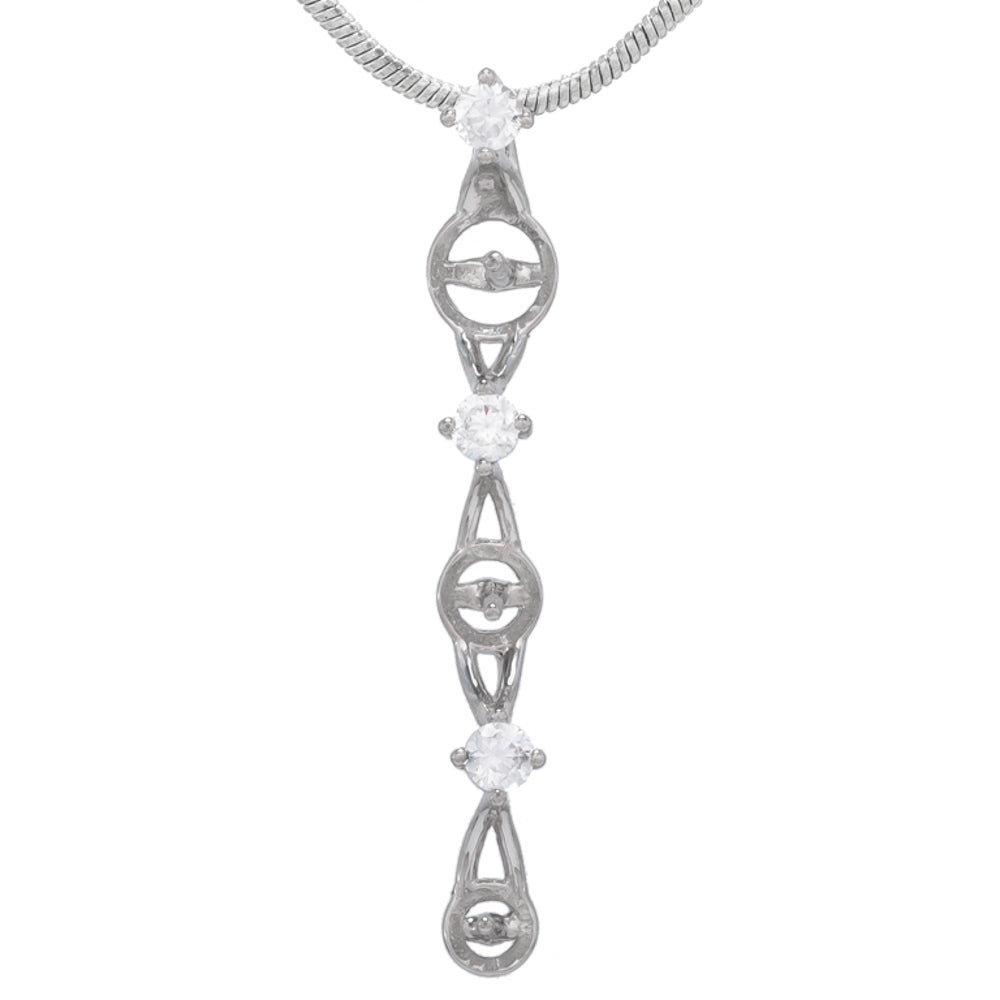 DIY Mount Pendant - 925 Sterling Silver 3 Rhinestone 3 Pearl Mount