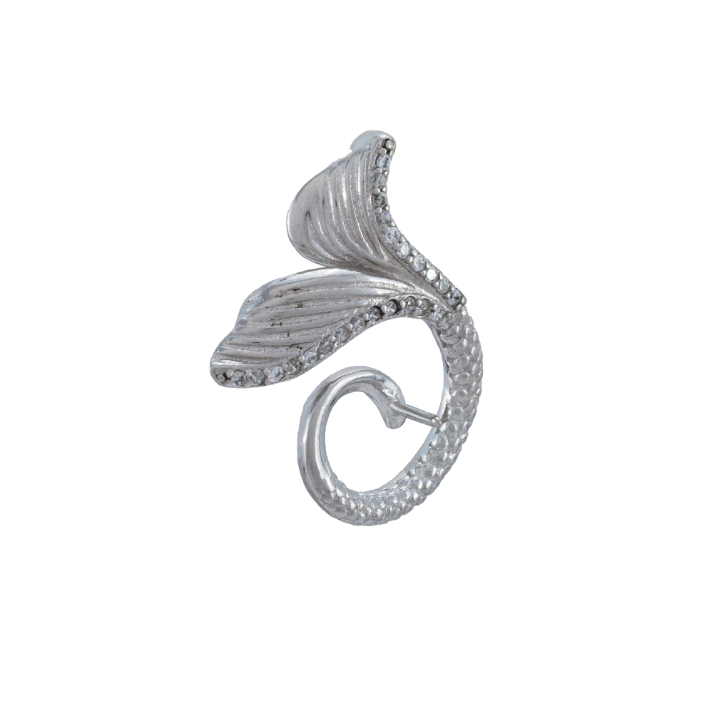 DIY Mount Pendant - 925 Sterling Silver Mermaid Tail With Rhinestones