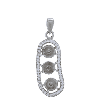 Mount Pendant .925 Sterling Silver 3 Pearl Rhinestone Pod