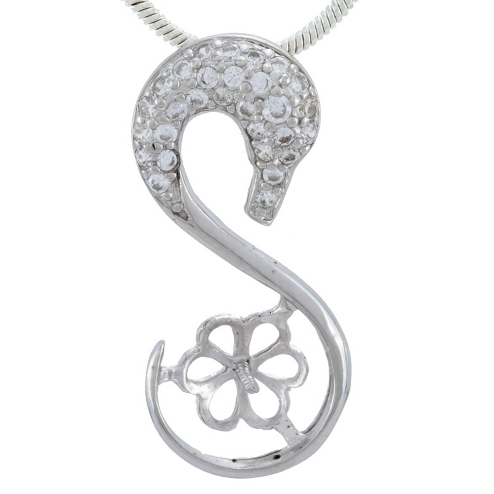 DIY Mount Pendant - 925 Sterling Silver Swan Rhinestone Head