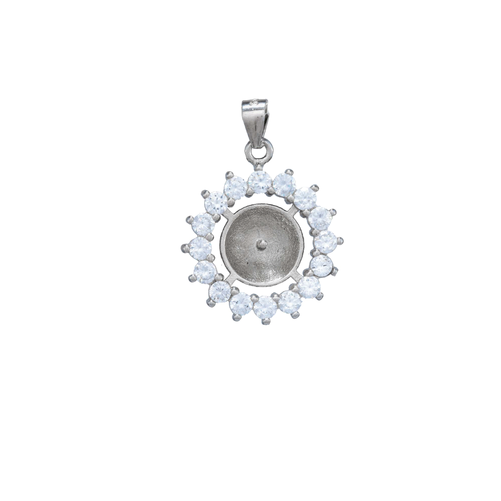 DIY Mount Pendant - 925 Sterling Silver Sunflower Rhinestone