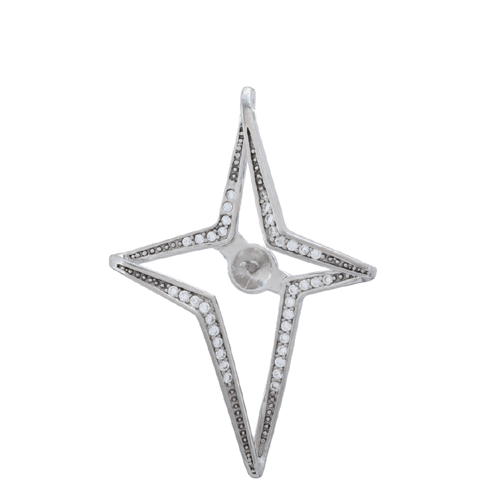 DIY Mount Pendant - 925 Sterling Silver Large Rhinestone Star Cross