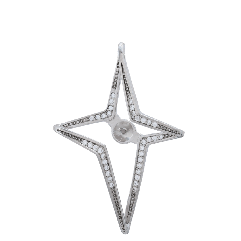 Mount Pendant .925 Sterling Silver Cruz grande con estrella de diamantes de imitación
