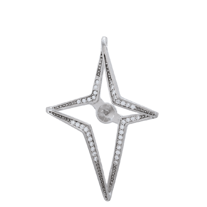 Mount Pendant .925 Sterling Silver Cruz grande con estrella de diamantes de imitación