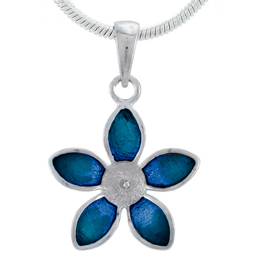 DIY Mount Pendant - 925 Sterling Silver Blue Flower Petals