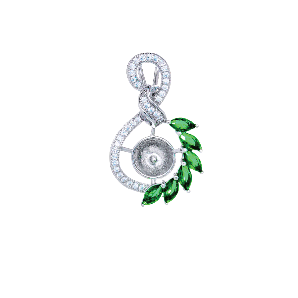 Dije Monte .925 Plata de Ley Color Verde Zirconia Cúbica con Giro