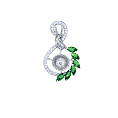 DIY Mount Pendant - 925 Sterling Silver Twisted Green Zircon Crystals