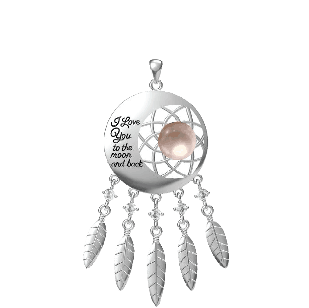 DIY Mount Pendant - 925 Sterling Silver Dreamcatcher Love You To The Moon (Big Piece)