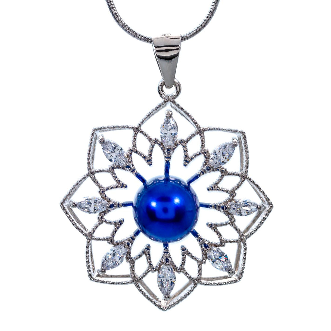 DIY Mount Pendant - 925 Sterling Silver Large Rhinestone Flower
