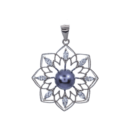 DIY Mount Pendant - 925 Sterling Silver Large Rhinestone Flower