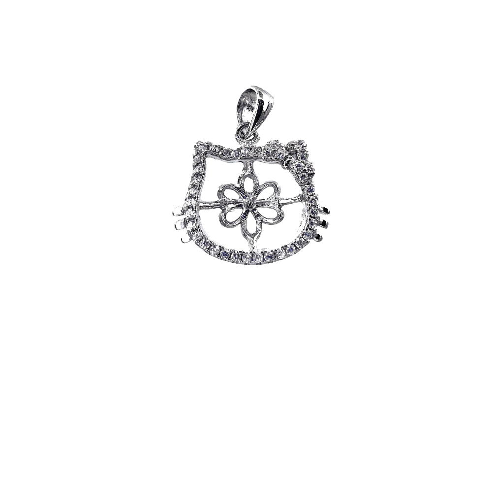 Mount Pendant .925 Sterling Silver Hello Kitty Strass