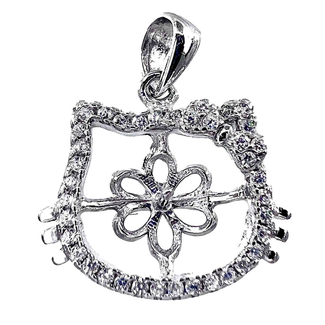 DIY Mount Pendant - 925 Sterling Silver Hello Kitty Rhinestone