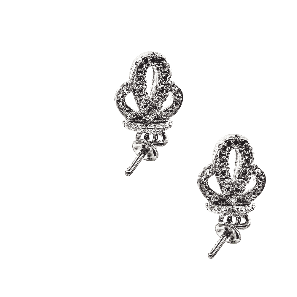 DIY Mount Pendant - 925 Sterling Silver Rhinestone Crown Dangle (2 Pack)