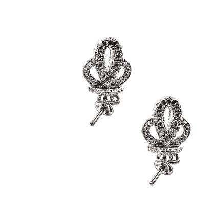 DIY Mount Pendant - 925 Sterling Silver Rhinestone Crown Dangle (2 Pack)