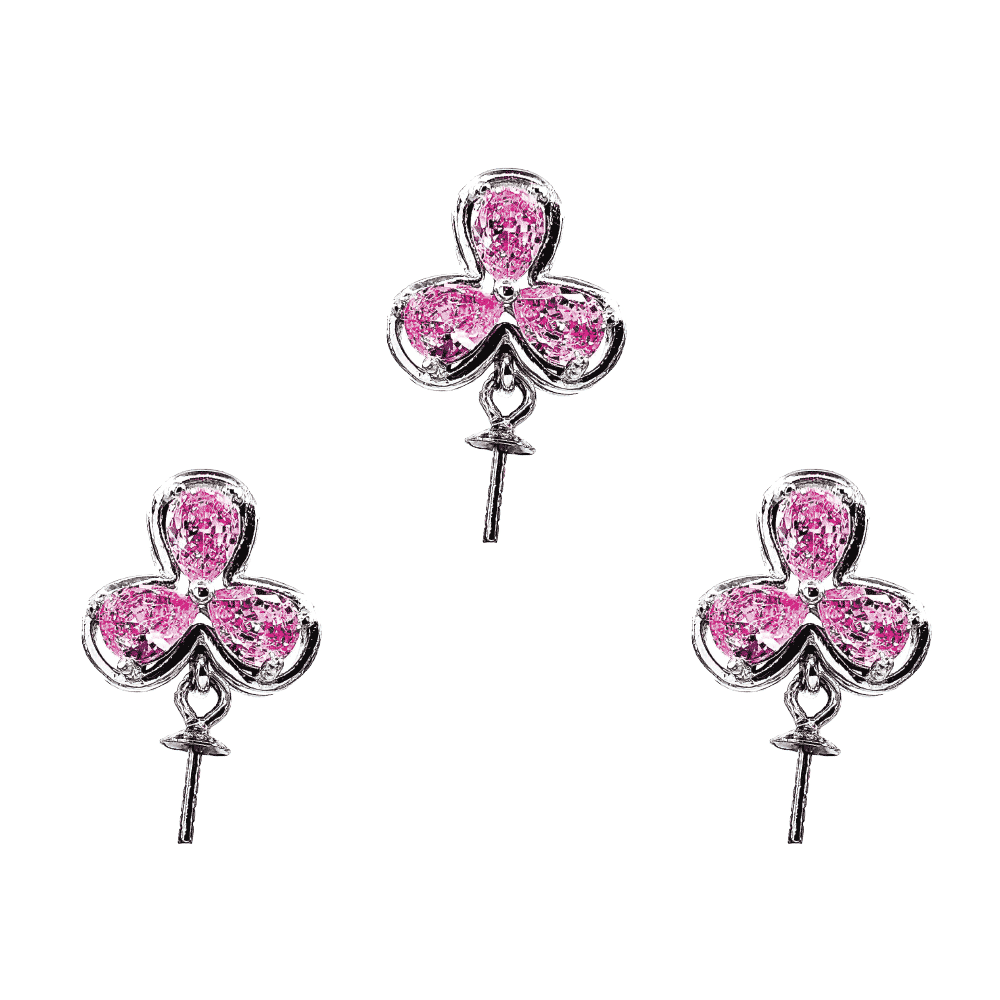 Mount Pendant .925 Sterling Silver Pack de 3 flor Pétalo rosa colgante